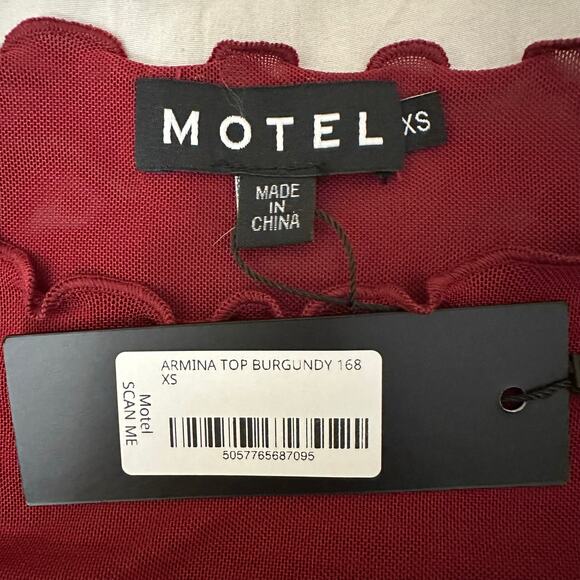 Motel Rocks Armina Long Sleeve Top In Burgundy Size XS - Picture 6 of 6